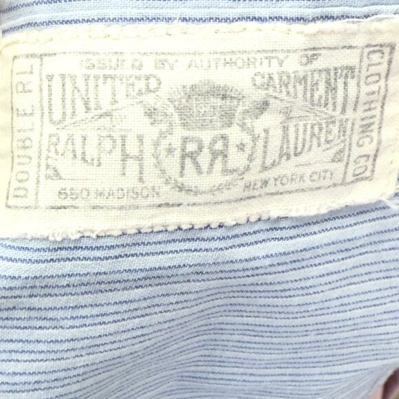 RRL Ralph Lauren Vintage Indigo Pinstripe Work Shirt Large – Heritage Oxford - Picture 7 of 14